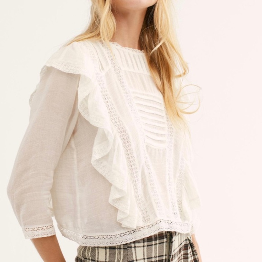 Free People ivory Jasmine blouse size small